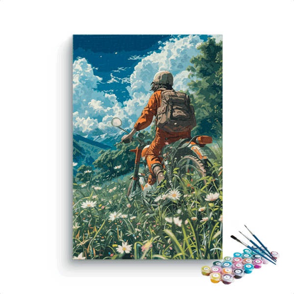 Mountain Meadow Motorcycle Adventure Paint by Numbers Kit