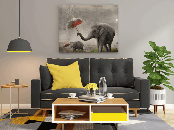 Elephants in the Rain Paint by Numbers Kit - Image 2