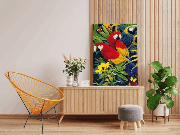 Vibrant Parrots Paint by Numbers Kit - Image 2