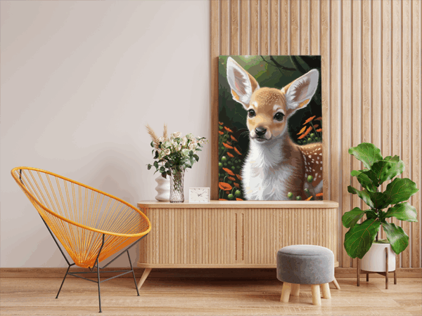 Adorable Fawn in Flower Meadow Paint by Numbers Kit - Image 2