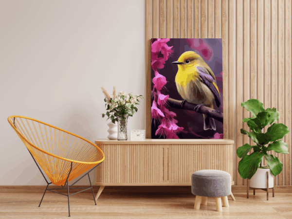 Bright Bird and Blossoms Paint by Number Kit - Image 2
