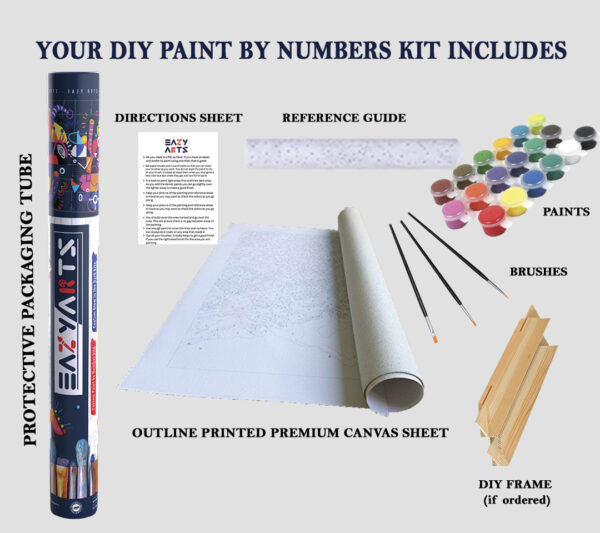 Sacred Lotus Offering: Radha and Krishna's Divine Connection - Paint by Numbers Kit - Image 3