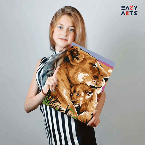 Lion Mom N Baby Paint By Numbers Kit For Kids - Image 2