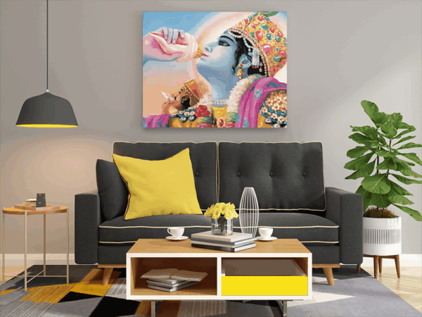 Victory Call: Lord Krishna with Shankh - Paint by Numbers Kit - Image 2