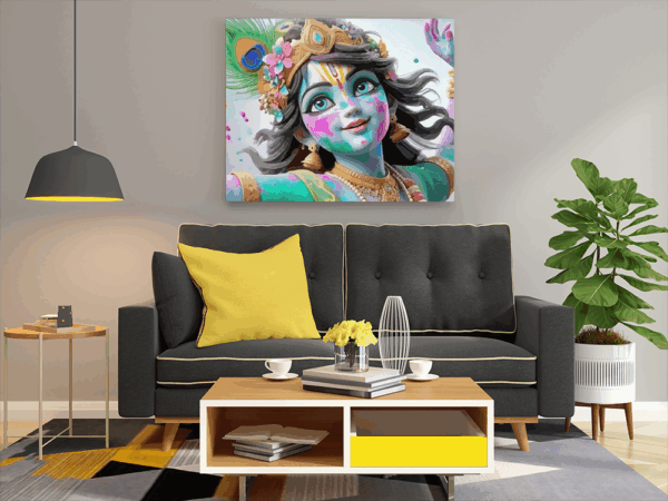 Joyful Krishna: Vibrant Colors of Holi - Paint by Numbers Kit - Image 2