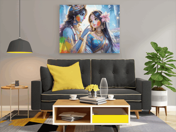 Eternal Bliss: Krishna and Radha Holi Paint by Numbers Kit - Image 2