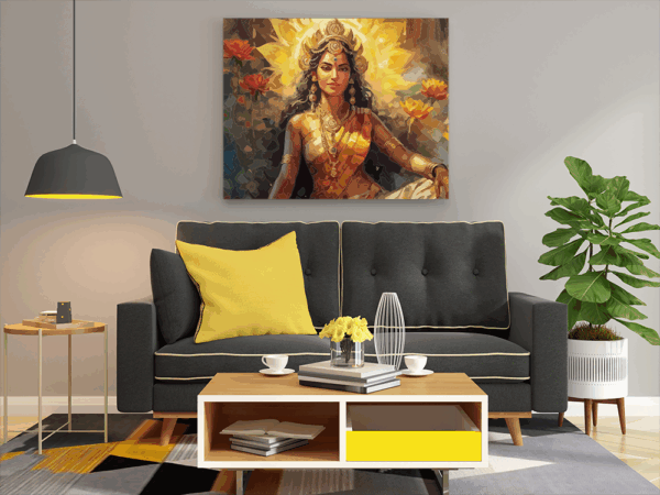 Radiant Divinity: Goddess Lakshmi Paint by Numbers Kit - Image 2