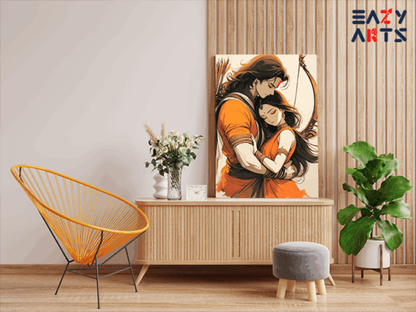 Eternal Love: Rama and Sita Divine Embrace Paint by Numbers Kit - Image 2