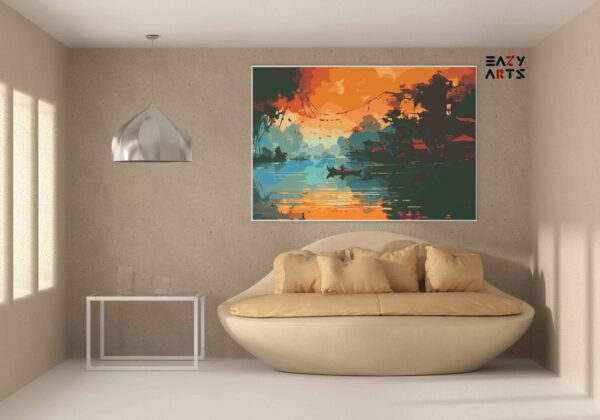 Tranquil Waters: A Serene Sunset Paint by Number Kit - Image 2