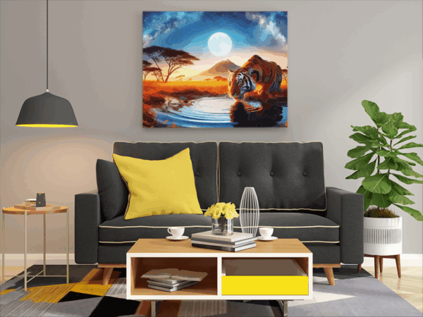 Moonlit Savannah Tiger Paint by Numbers Kit - Image 2