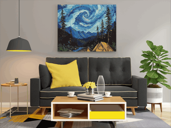 Starry Night Campsite Paint by Numbers Kit - Image 2