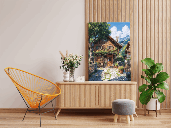Charming Stone Cottage Paint by Numbers Kit - Image 2