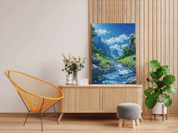 Mountain Stream and Valley Paint by Numbers Kit - Image 2