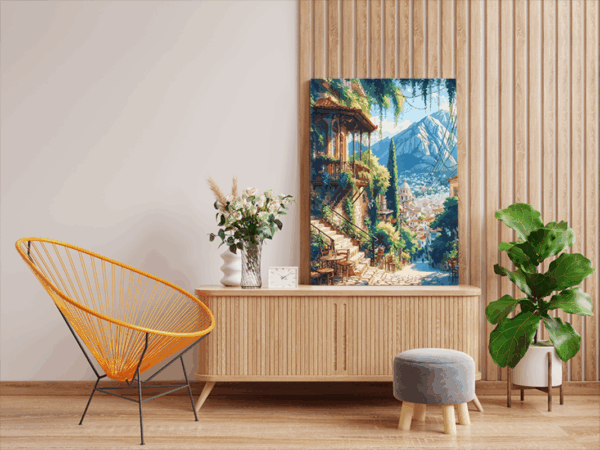 Serene Mediterranean Village Paint by Numbers Kit - Image 2