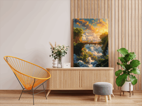 Mystical Bridge at Sunset Paint by Numbers Kit - Image 2