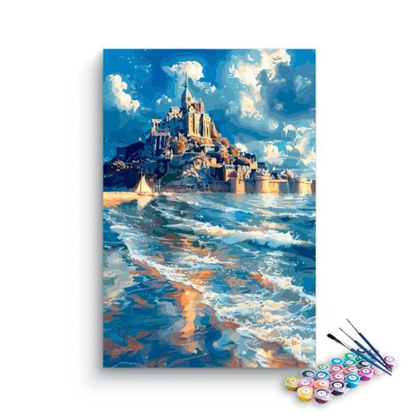 Majestic Castle by the Sea Paint by Numbers Kit