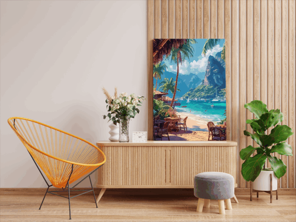 Tropical Beachfront Café Paint by Numbers Kit - Image 2