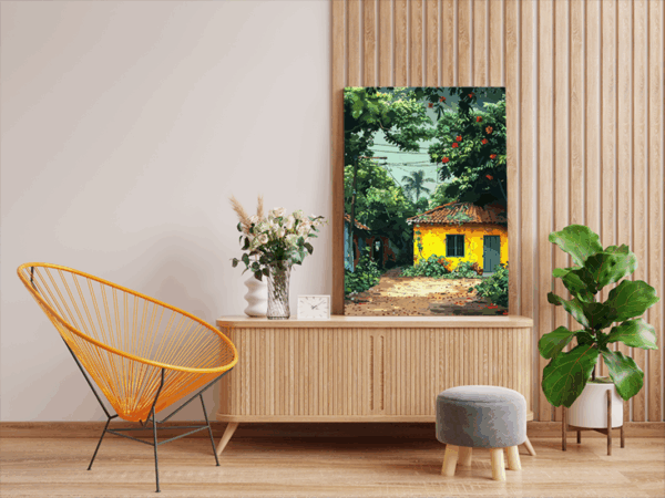 Vibrant Village Cottage with Blooming Garden Paint by Numbers Kit - Image 2