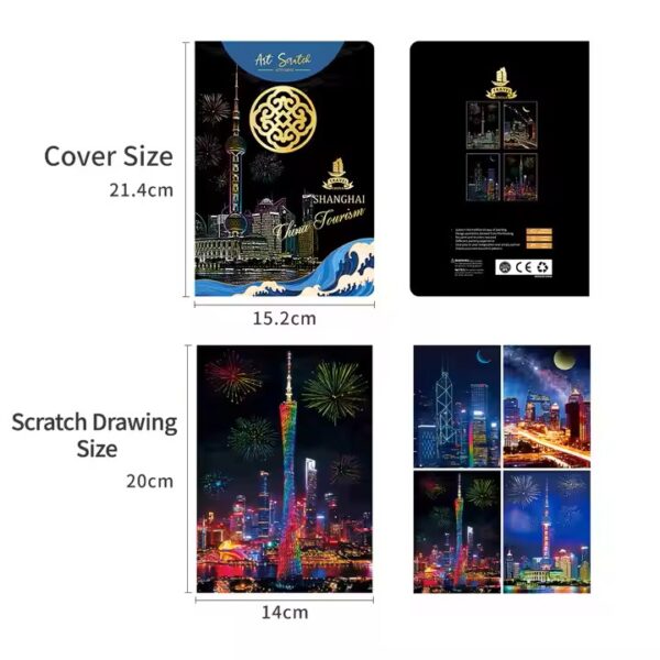 World Landmarks Scratch Painting Kit – Eiffel Tower, Pyramids, Mount Fuji & More - Image 3